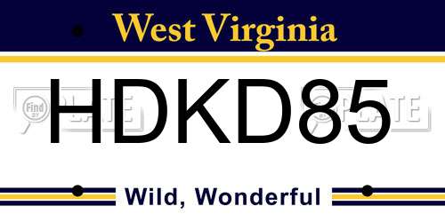 HDKD85 West Virginia License Plate