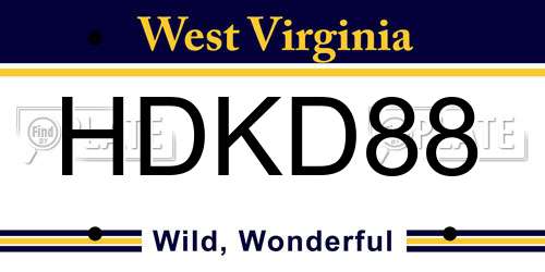 HDKD88 West Virginia License Plate