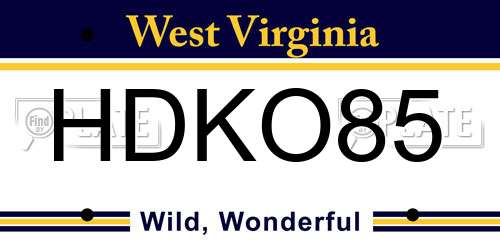 HDKO85 West Virginia License Plate