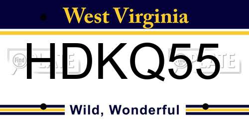 HDKQ55 West Virginia License Plate