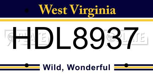 HDL8937 West Virginia License Plate
