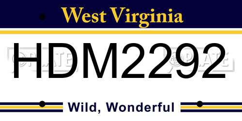 HDM2292 West Virginia License Plate