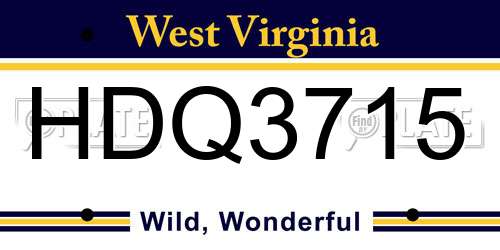 HDQ3715 West Virginia License Plate