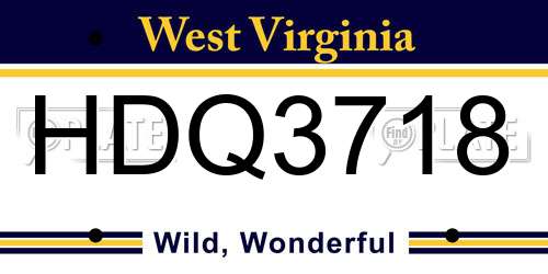 HDQ3718 West Virginia License Plate