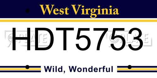 HDT5753 West Virginia License Plate