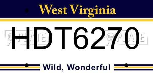 HDT6270 West Virginia License Plate