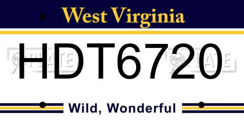 HDT6720 West Virginia License Plate