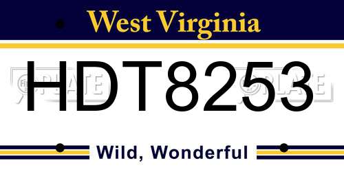 HDT8253 West Virginia License Plate