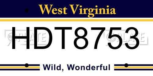HDT8753 West Virginia License Plate