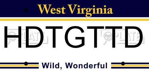 HDTGTTD West Virginia License Plate
