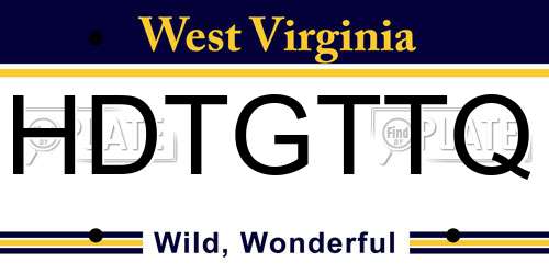 HDTGTTQ West Virginia License Plate