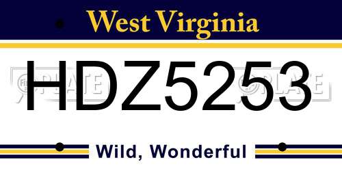 HDZ5253 West Virginia License Plate