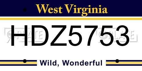 HDZ5753 West Virginia License Plate