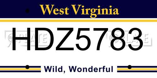HDZ5783 West Virginia License Plate