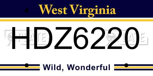 HDZ6220 West Virginia License Plate