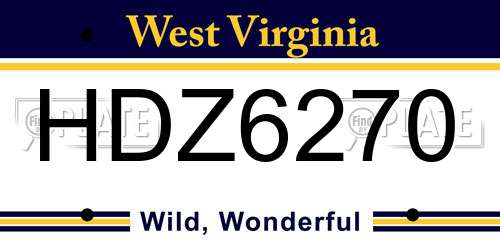 HDZ6270 West Virginia License Plate