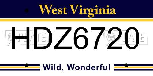 HDZ6720 West Virginia License Plate