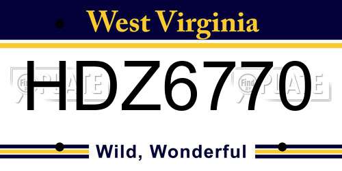 HDZ6770 West Virginia License Plate