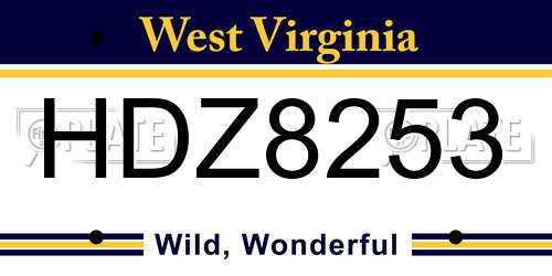 HDZ8253 West Virginia License Plate