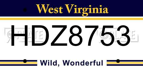 HDZ8753 West Virginia License Plate