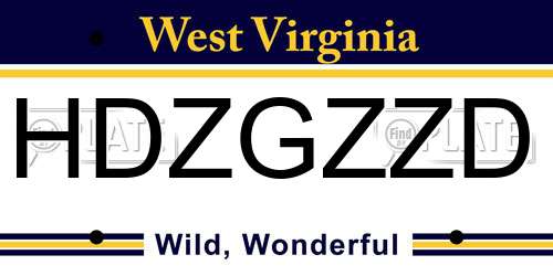 HDZGZZD West Virginia License Plate