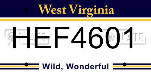 HEF4601 West Virginia License Plate