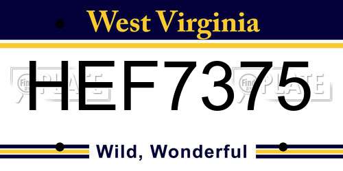 HEF7375 West Virginia License Plate