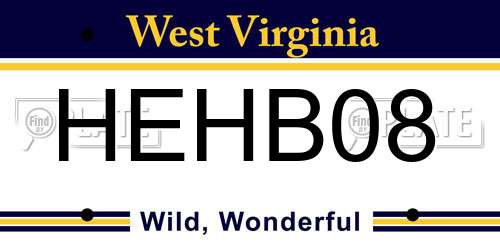 HEHB08 West Virginia License Plate