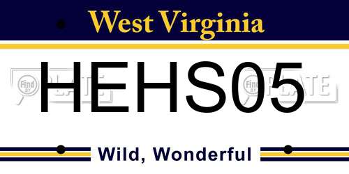 HEHS05 West Virginia License Plate