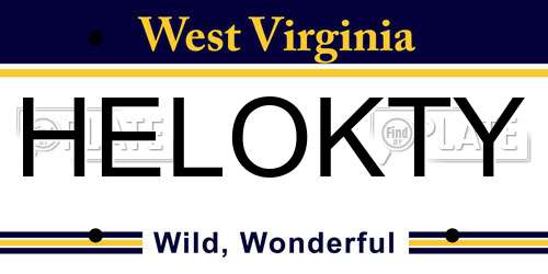 HELOKTY West Virginia License Plate