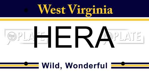 HERA West Virginia License Plate