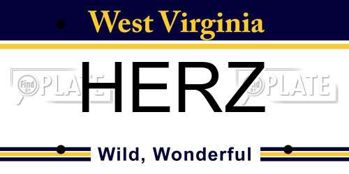 HERZ West Virginia License Plate