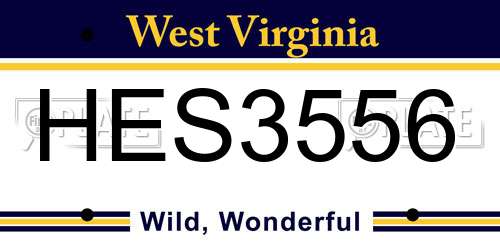 HES3556 West Virginia License Plate
