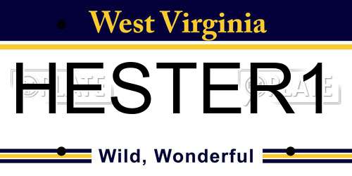 HESTER1 West Virginia License Plate