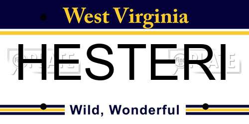 HESTERI West Virginia License Plate