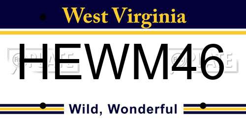 HEWM46 West Virginia License Plate