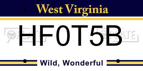 HF0T5B West Virginia License Plate