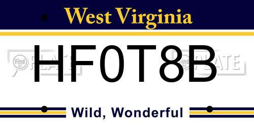 HF0T8B West Virginia License Plate