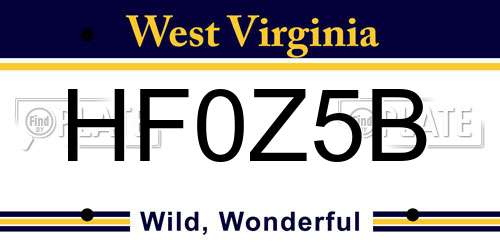 HF0Z5B West Virginia License Plate