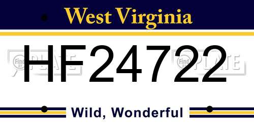 HF24722 West Virginia License Plate