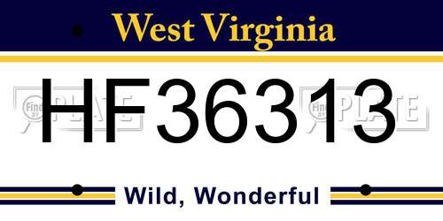 HF36313 West Virginia License Plate