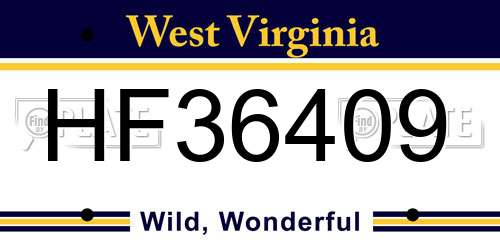 HF36409 West Virginia License Plate