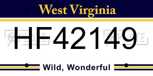 HF42149 West Virginia License Plate