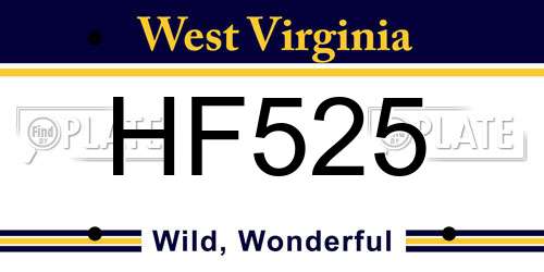 HF525 West Virginia License Plate