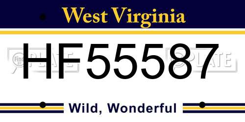 HF55587 West Virginia License Plate