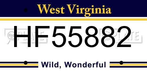 HF55882 West Virginia License Plate