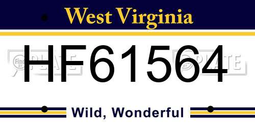 HF61564 West Virginia License Plate