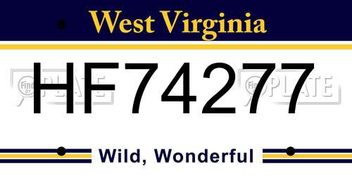 HF74277 West Virginia License Plate