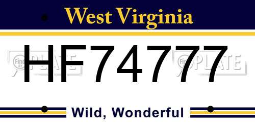 HF74777 West Virginia License Plate