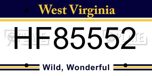 HF85552 West Virginia License Plate